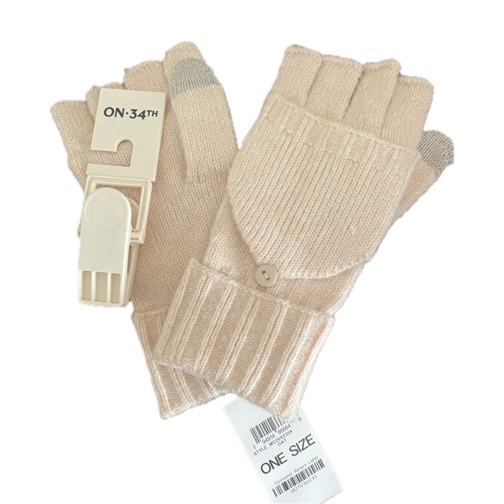 On 34th Cream Off-White Convertible Finger-Less Gloves NWT